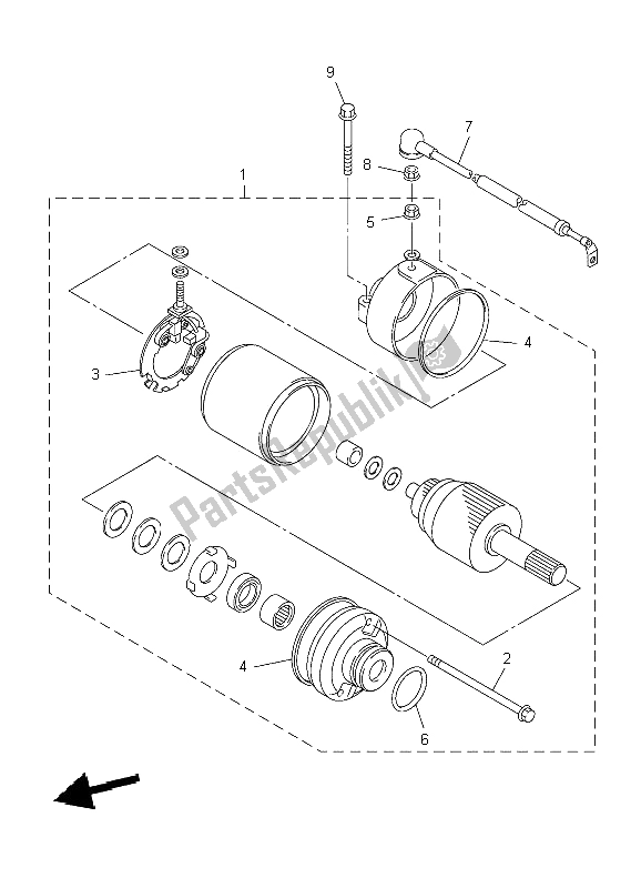 All parts for the Starting Motor of the Yamaha XJ6S Diversion 600 2009