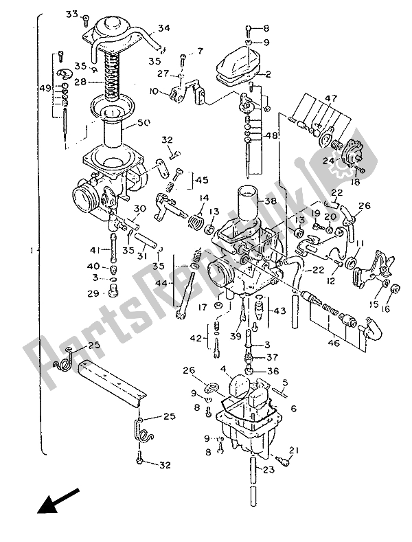 All parts for the Carburetor of the Yamaha XT 600Z Tenere 1989