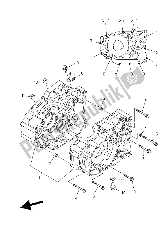 All parts for the Crankcase of the Yamaha YBR 250 2009