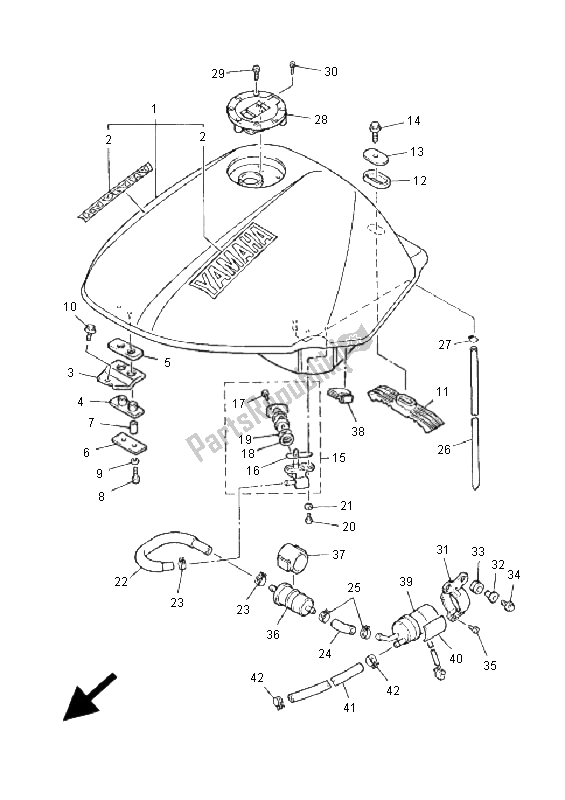 All parts for the Fuel Tank of the Yamaha XJ 900S Diversion 2001