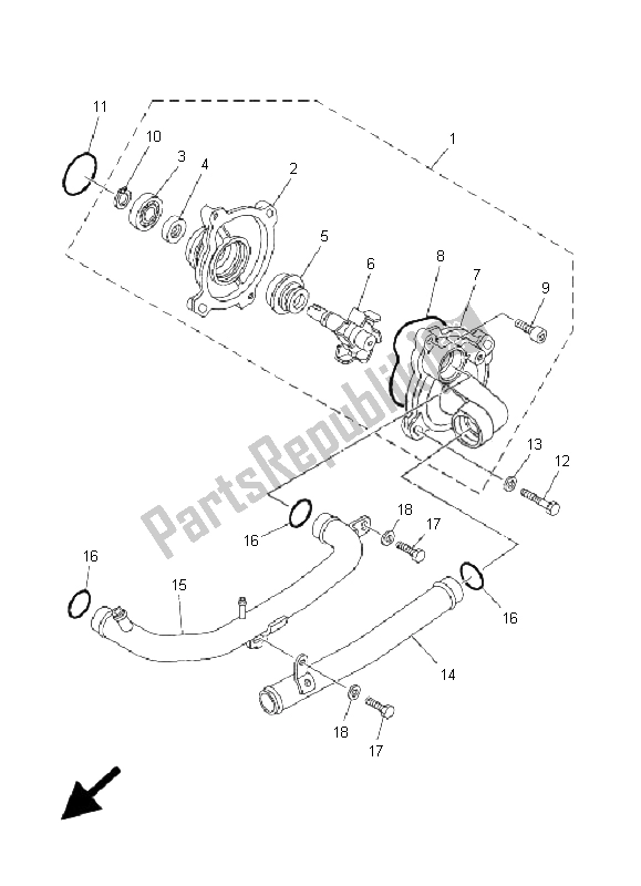 All parts for the Water Pump of the Yamaha XP 500 T MAX 2009