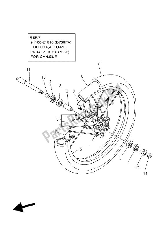 Tutte le parti per il Ruota Anteriore del Yamaha YZ 250 2004