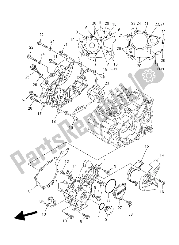 Todas las partes para Tapa Del Cárter 1 de Yamaha YFM 250R 2012