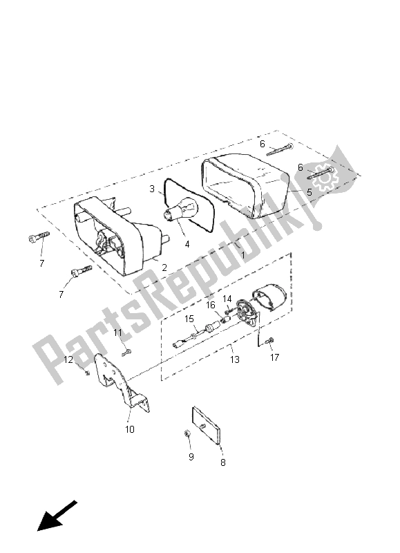 All parts for the Taillight of the Yamaha TZR 50 2011