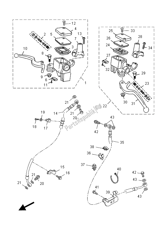 All parts for the Front Master Cylinder of the Yamaha YP 125R 2015