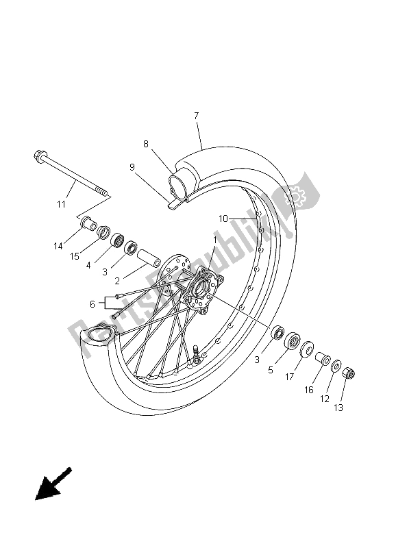 All parts for the Front Wheel (lw) of the Yamaha TT R 125E SW LW 2005