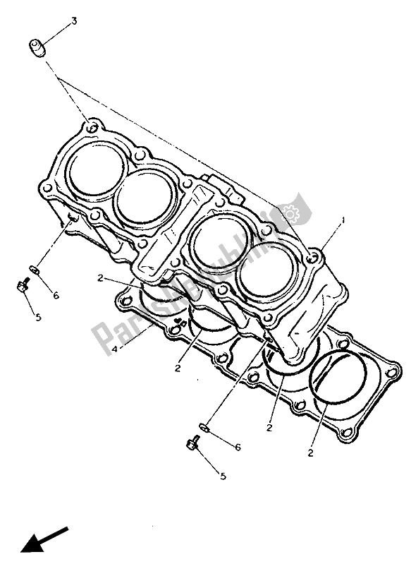 Toutes les pièces pour le Cylindre du Yamaha FZR 600 Genesis 1990