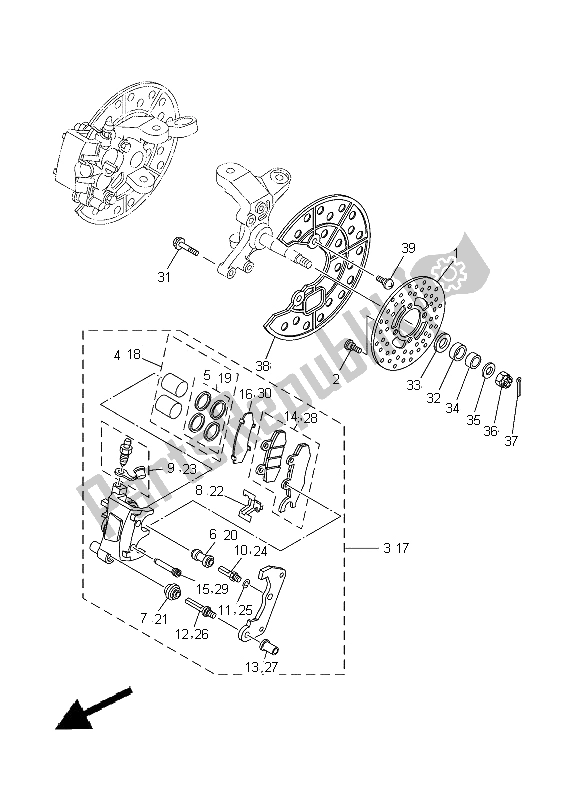 Toutes les pièces pour le étrier De Frein Avant du Yamaha YFZ 450 2008