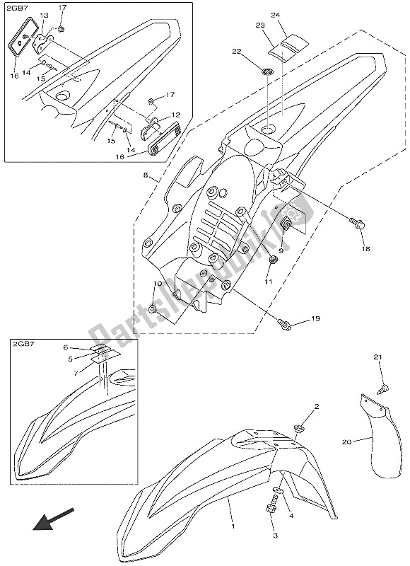 All parts for the Fender of the Yamaha WR 250F 2016