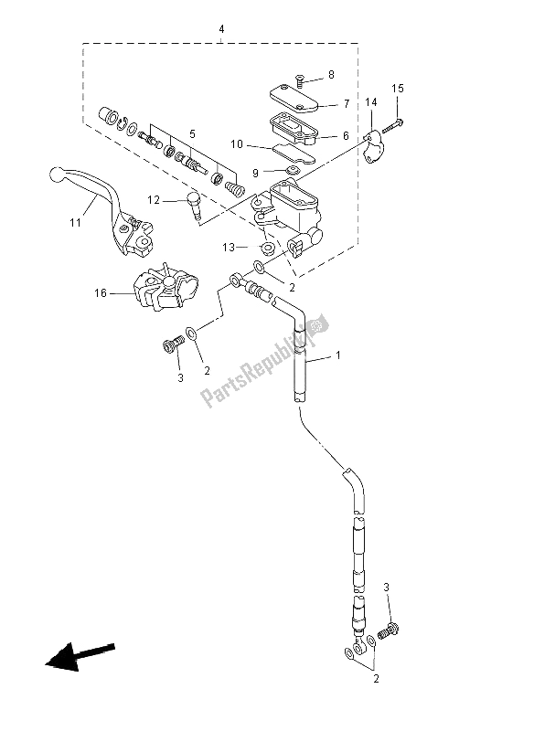 All parts for the Front Master Cylinder of the Yamaha YZ 250F 2008