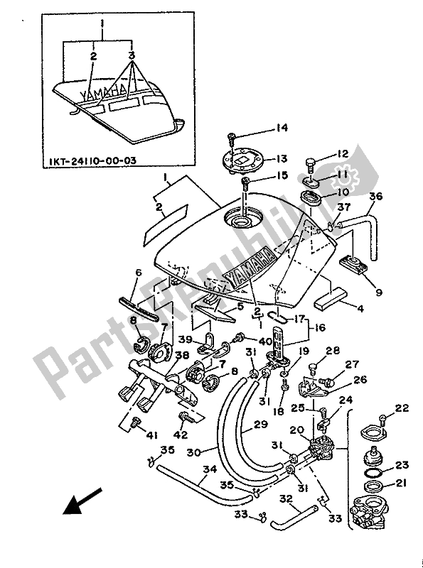 All parts for the Fuel Tank of the Yamaha TZR 250 1987