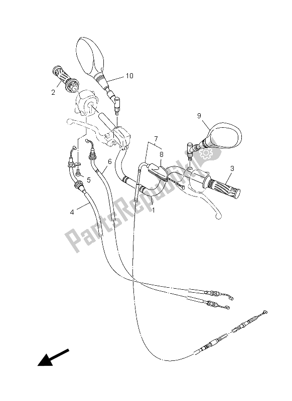 All parts for the Steering Handle & Cable of the Yamaha YBR 125 ED 2012