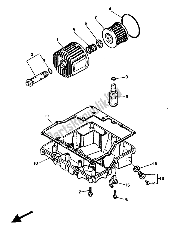 All parts for the Oil Cleaner of the Yamaha FZ 750 Genesis 1988