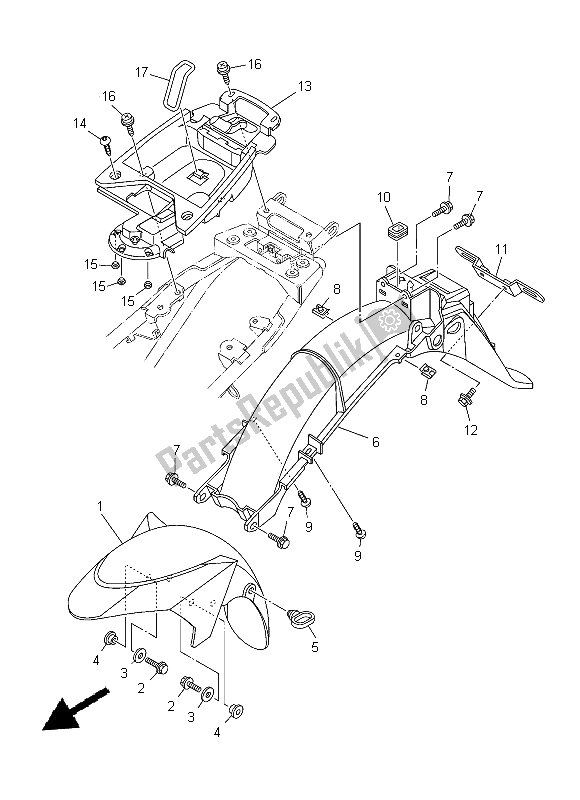 All parts for the Fender of the Yamaha T 135 FI Crypton X 2014