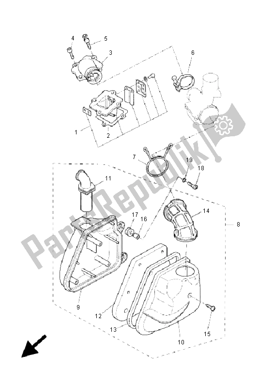 All parts for the Intake of the Yamaha YQ 50 Aerox 2009