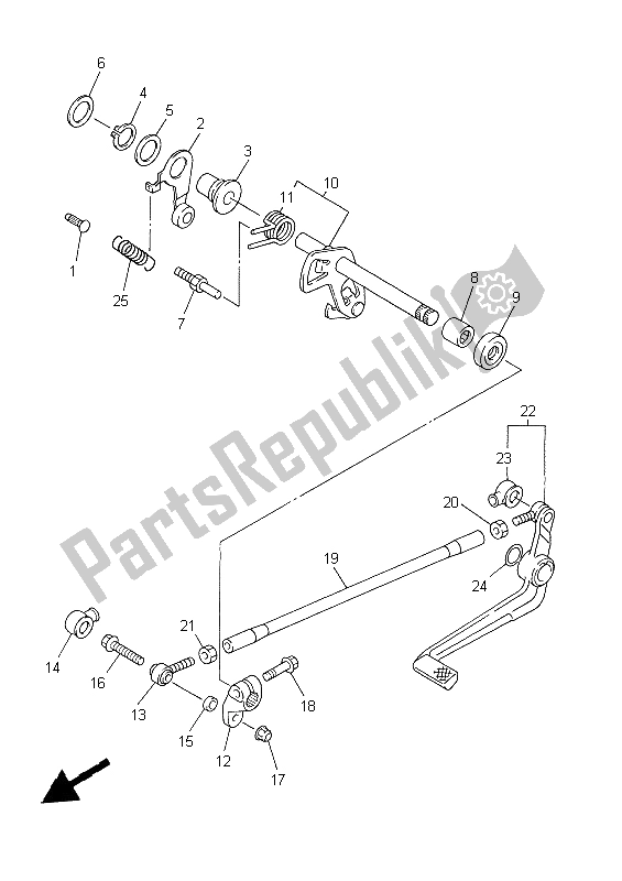 All parts for the Shift Shaft of the Yamaha YZF R1 1000 1999