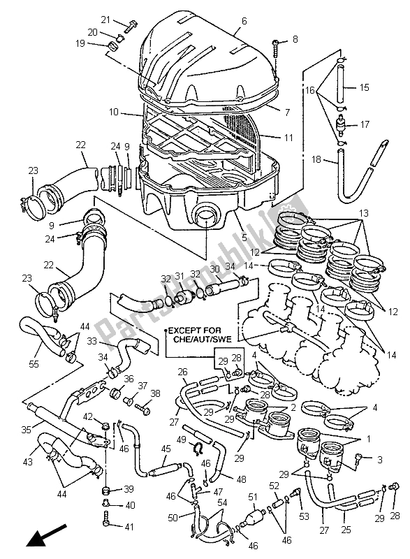 Todas as partes de Ingestão do Yamaha YZF 600R Thundercat 1996
