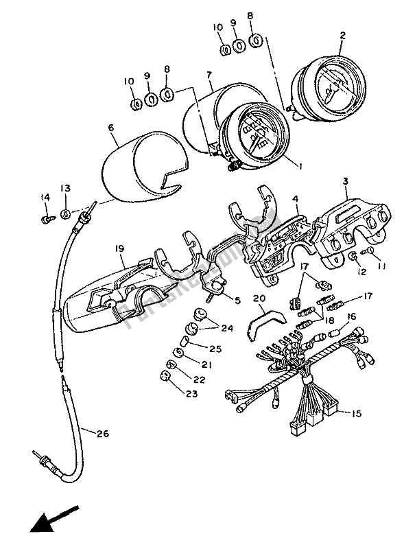 All parts for the Meter of the Yamaha XV 1000 Virago 1986