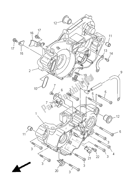 All parts for the Crankcase of the Yamaha YZ 250 2012