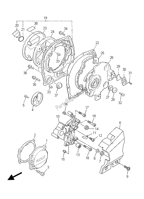 All parts for the Crankcase Cover 1 of the Yamaha XJR 1300C 2015