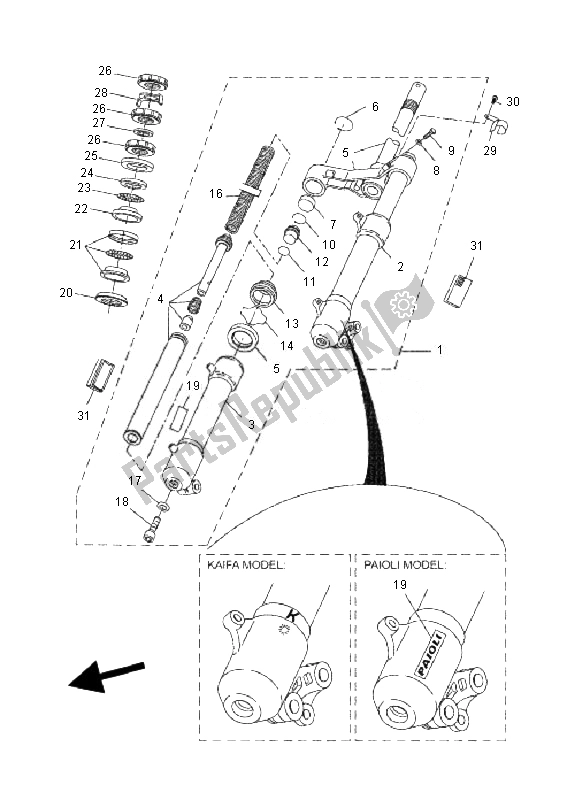 Todas las partes para Tenedor Frontal de Yamaha YQ 50L Aerox Race Replica 2010