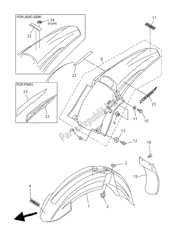 All parts for the Fender of the Yamaha YZ 450F 2008