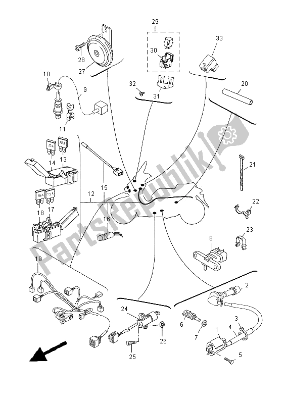 All parts for the Electrical 2 of the Yamaha YP 400 RA 2014