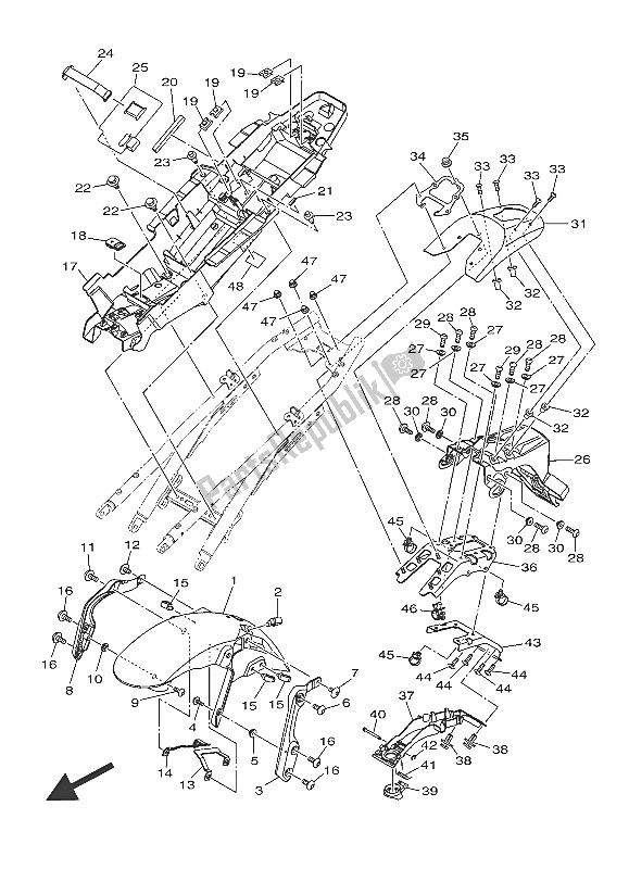 All parts for the Fender (mnm3-nbm4) of the Yamaha XSR 900 2016