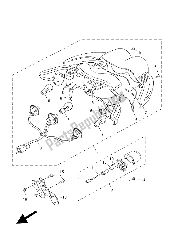 All parts for the Taillight of the Yamaha YN 50F 2014
