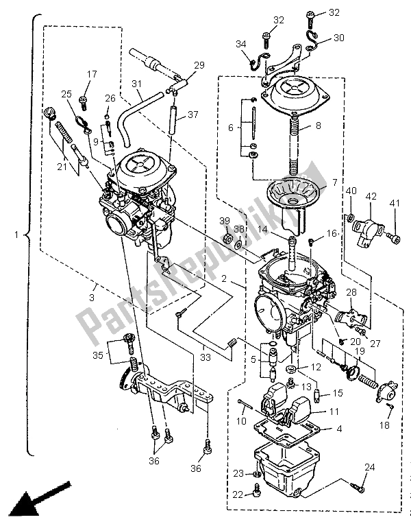 Toutes les pièces pour le Carburateur du Yamaha XV 1100 Virago 1998