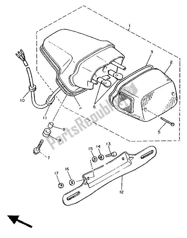 Toutes les pièces pour le Feu Arrière du Yamaha XV 1100 Virago 1991