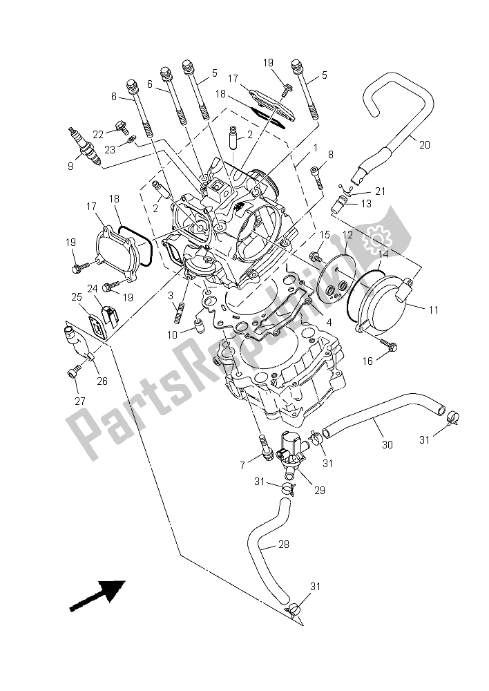 All parts for the Cylinder Head of the Yamaha YXM 700E Yamaha Black 2015