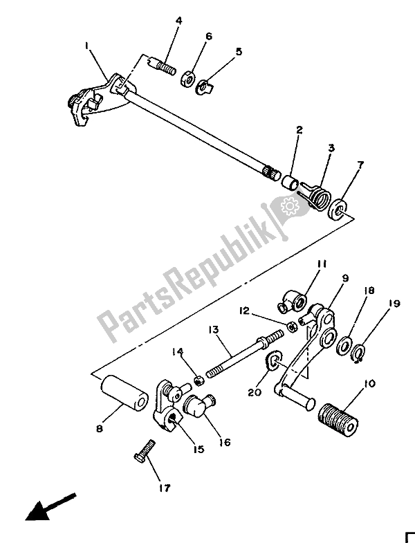 Todas as partes de Eixo De Mudança do Yamaha RD 350 LCF 1988