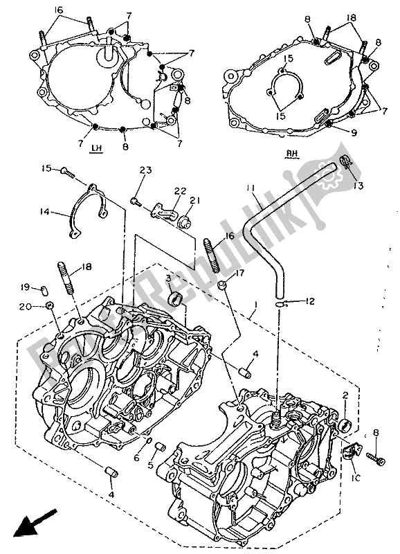 All parts for the Crankcase of the Yamaha XT 600E 1992