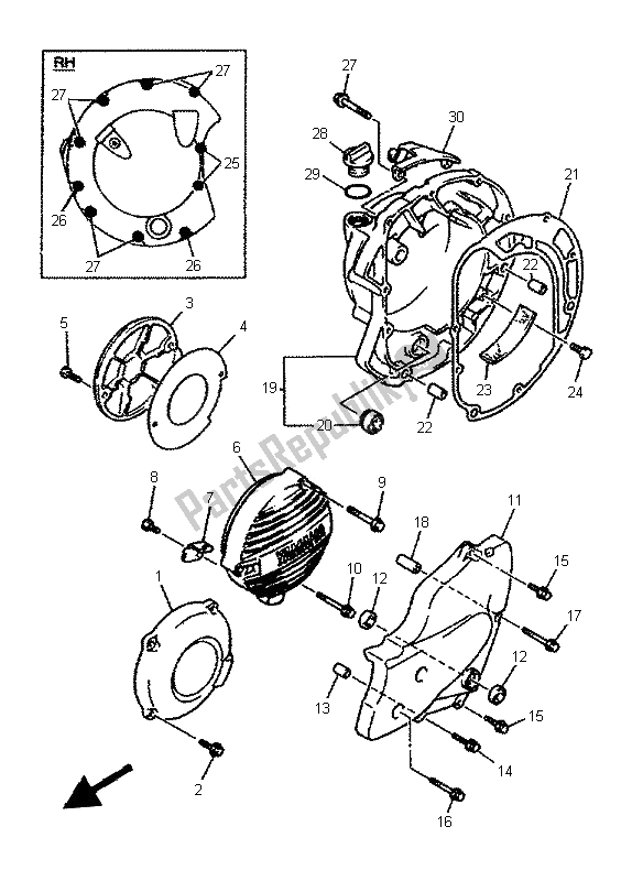 Tutte le parti per il Coperchio Del Carter 1 del Yamaha XJ 600S Diversion 1996