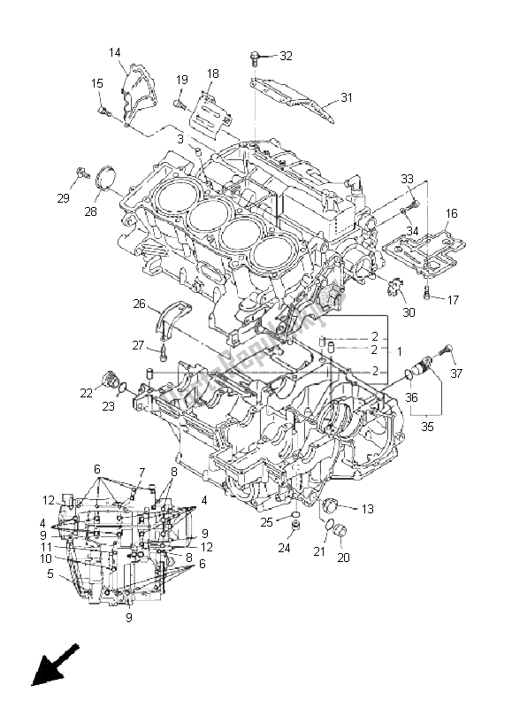 Todas las partes para Caja Del Cigüeñal de Yamaha FJR 1300A 2011