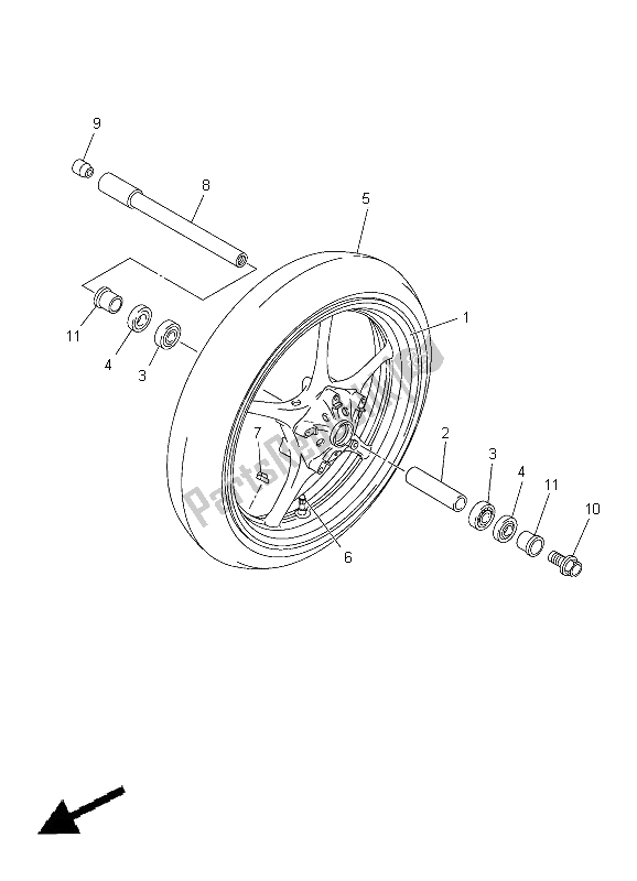 Alle onderdelen voor de Voorwiel van de Yamaha YZF R6 600 2012