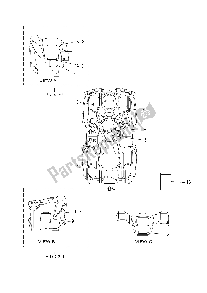 Tutte le parti per il Emblema Ed Etichetta del Yamaha YFM 550 Fwad Yamaha Black 2015