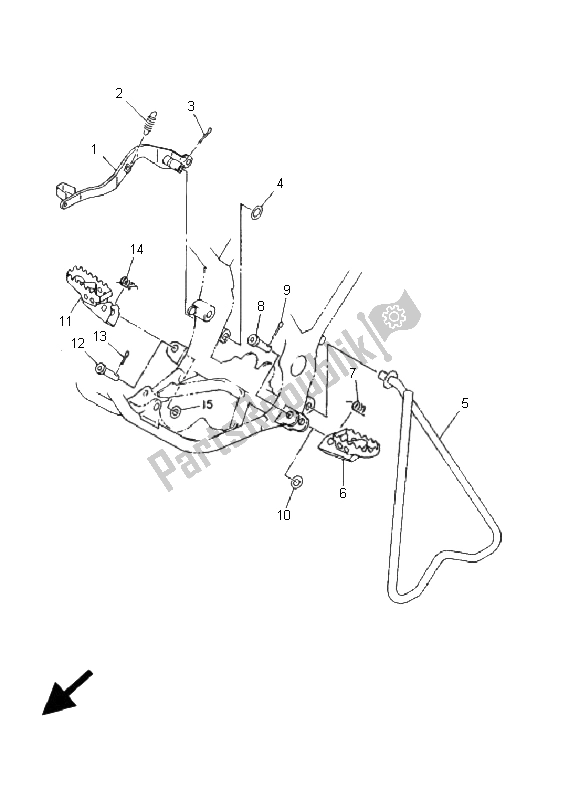 Alle onderdelen voor de Standaard & Voetensteun van de Yamaha YZ 80 SW LW 2001