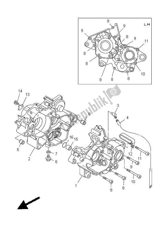 All parts for the Crankcase of the Yamaha YZ 125 2012