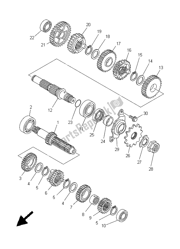 All parts for the Transmission of the Yamaha YZ 250F 2005