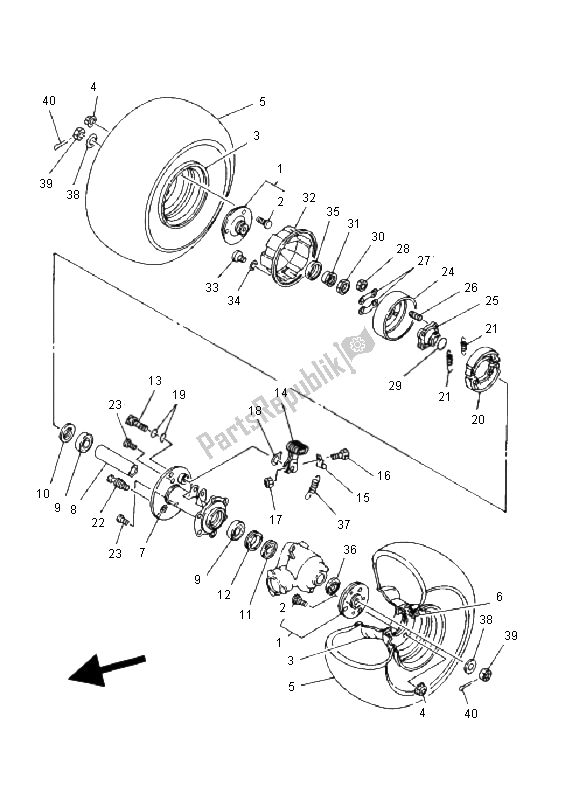 All parts for the Rear Wheel of the Yamaha YFM 80 Badger 2000