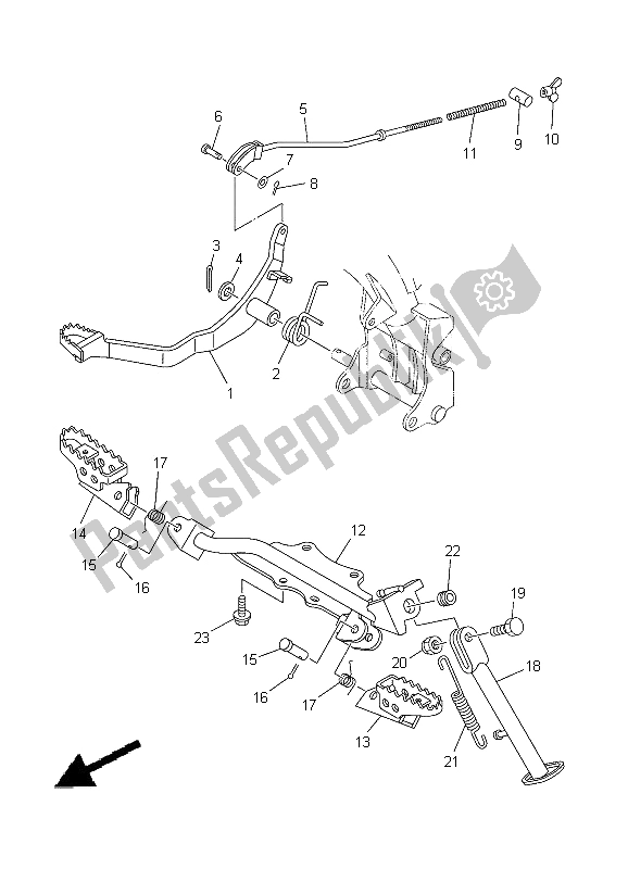 All parts for the Stand & Footrest of the Yamaha TT R 50E 2012