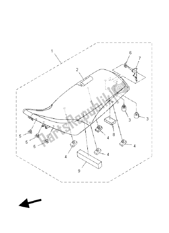 Alle onderdelen voor de Stoel van de Yamaha YFM 660R 2005