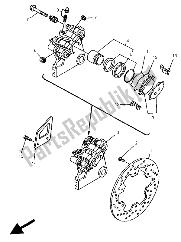 Todas as partes de Pinça De Freio Traseiro do Yamaha TDR 125 1996