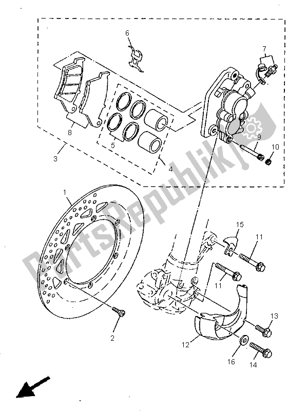 Todas las partes para Pinza De Freno Delantero de Yamaha WR 400F 1998