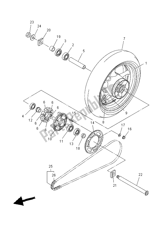 Tutte le parti per il Ruota Posteriore del Yamaha FZ8 S 800 2012