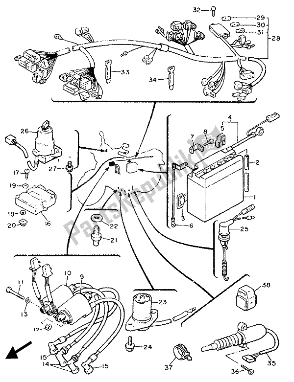 Toutes les pièces pour le électrique 2 du Yamaha XJ 900F 1989