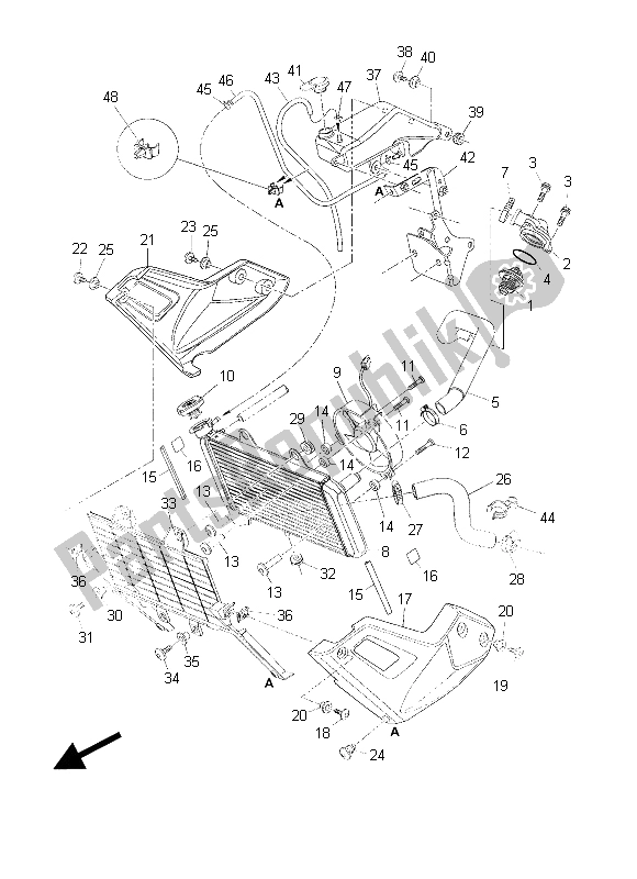 Tutte le parti per il Tubo Del Radiatore del Yamaha XT 660Z Tenere 2015