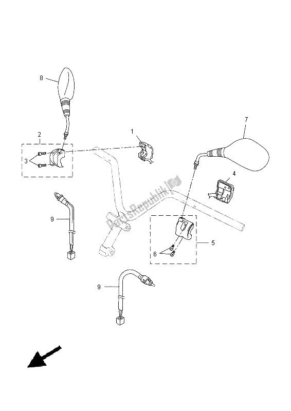 All parts for the Handle Switch & Lever of the Yamaha NS 50F Aeorox 4 2014